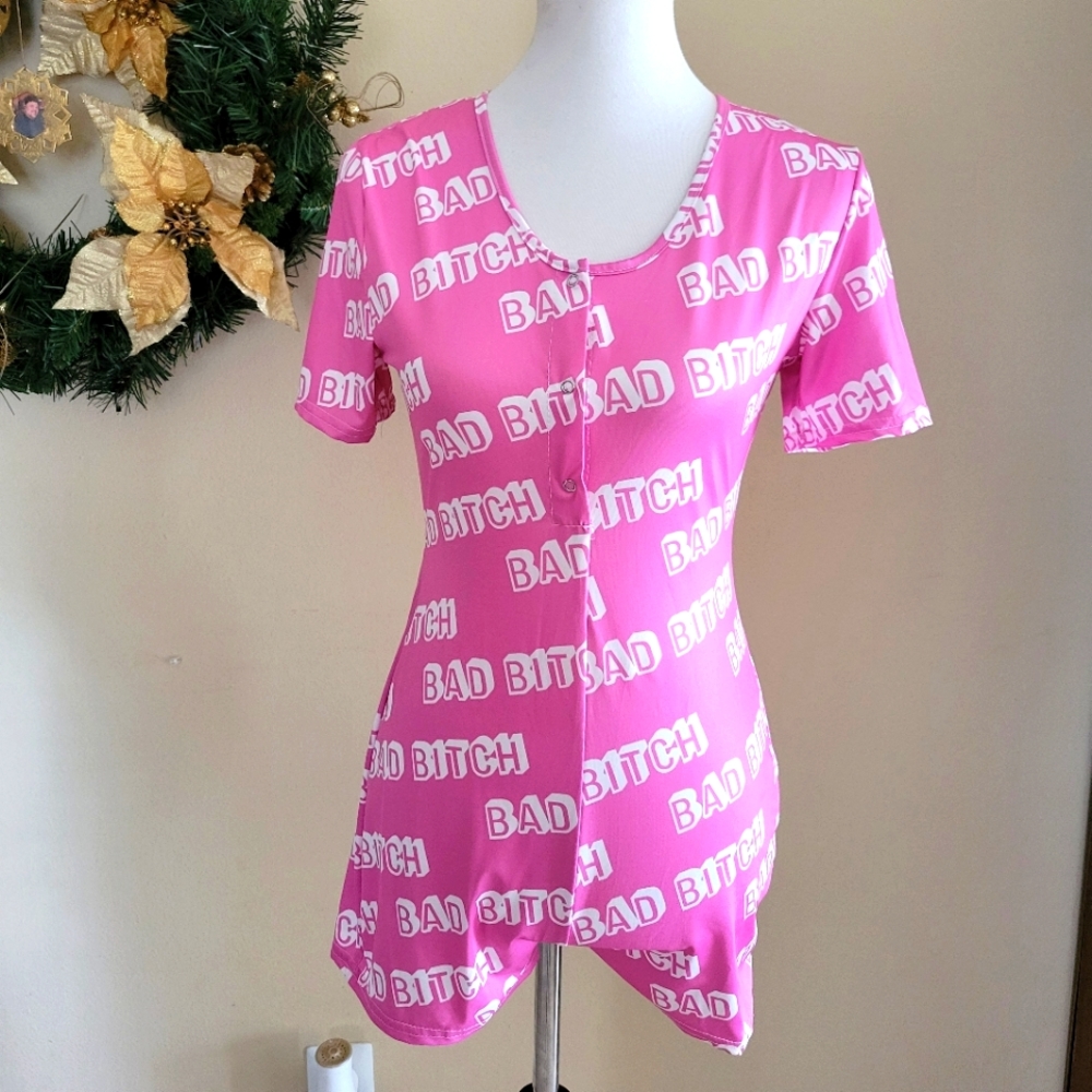 Bad Bitch- Pink Romper